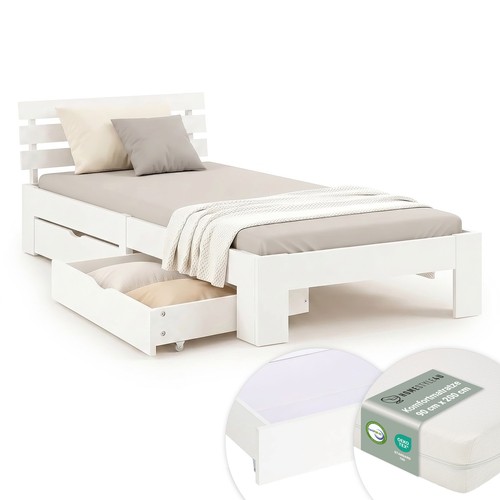 Einzelbett 90x200 weiß - einzelbett,